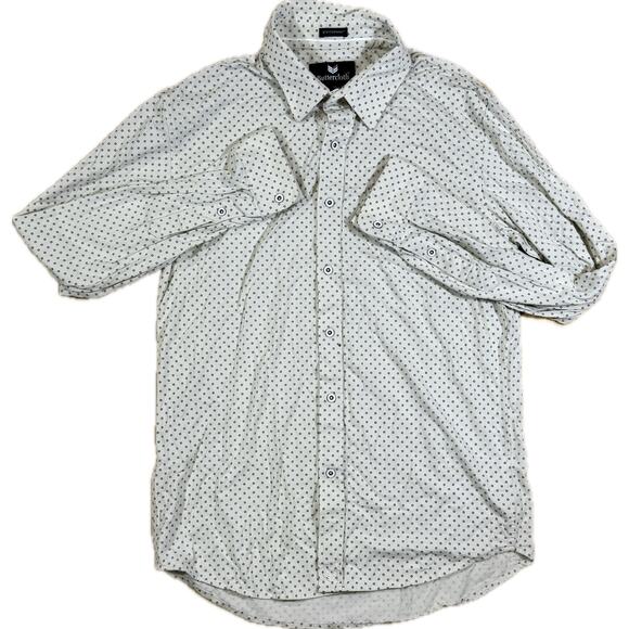 Buttercloth ICY Cotton Slim Fit Button Up Long Sleeve Geometric Dot Shirt Men XL - Picture 4 of 10